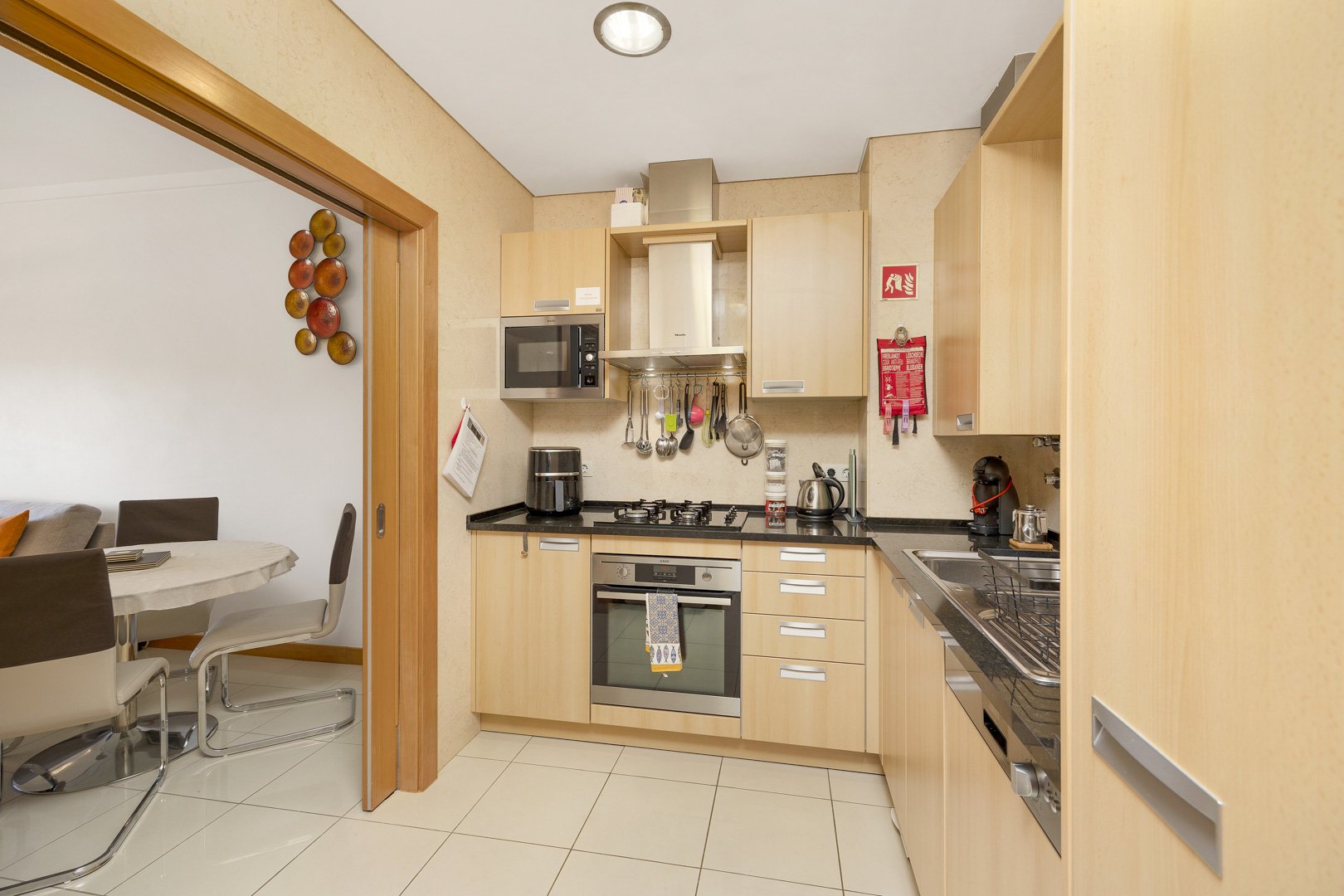 Kitchen with view through to the dining area