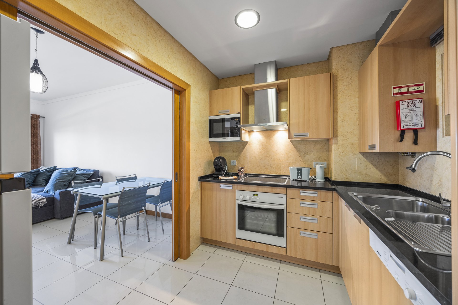 Kitchen with view through to the dining area