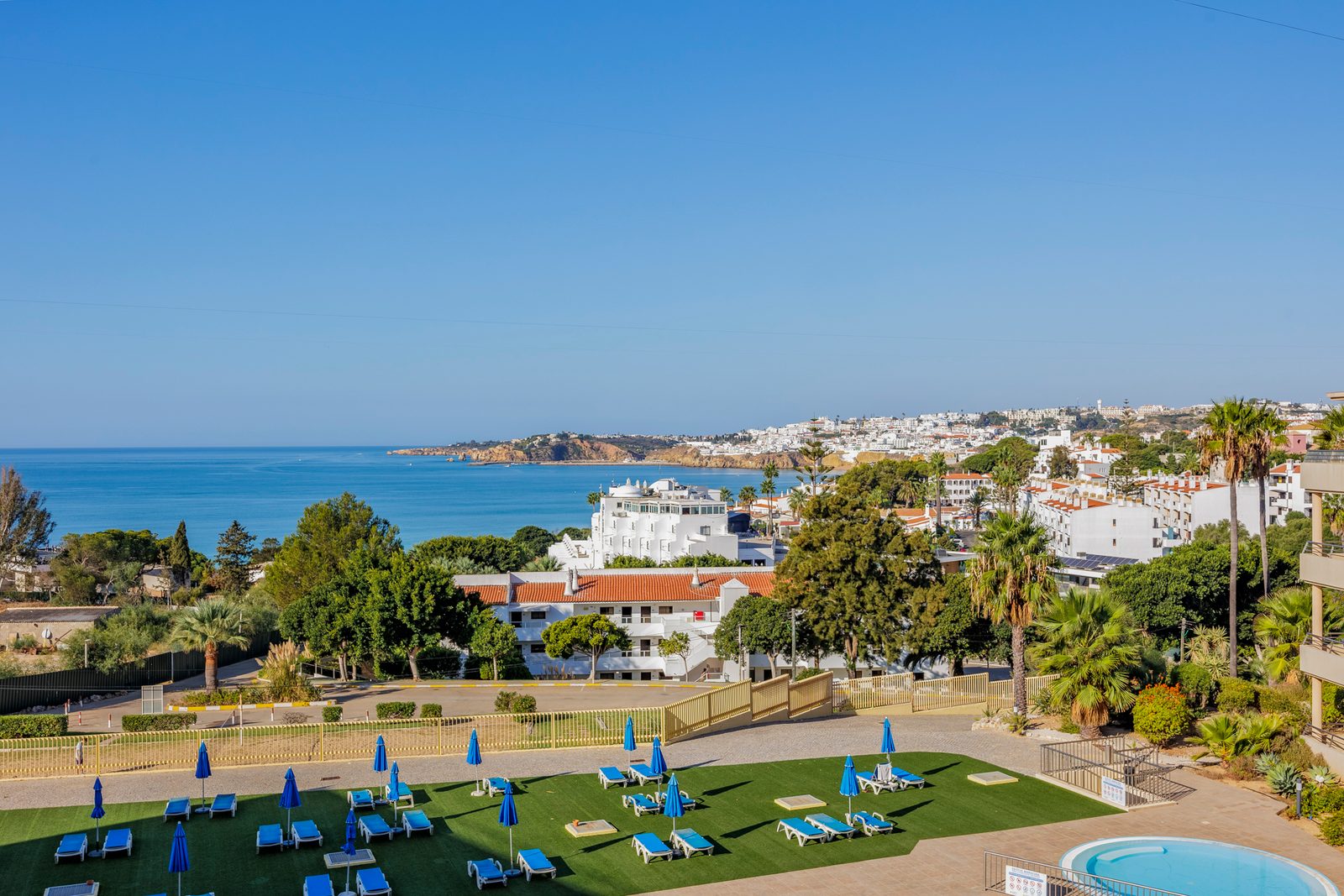Sea view over the gardens towards Albufeira old town