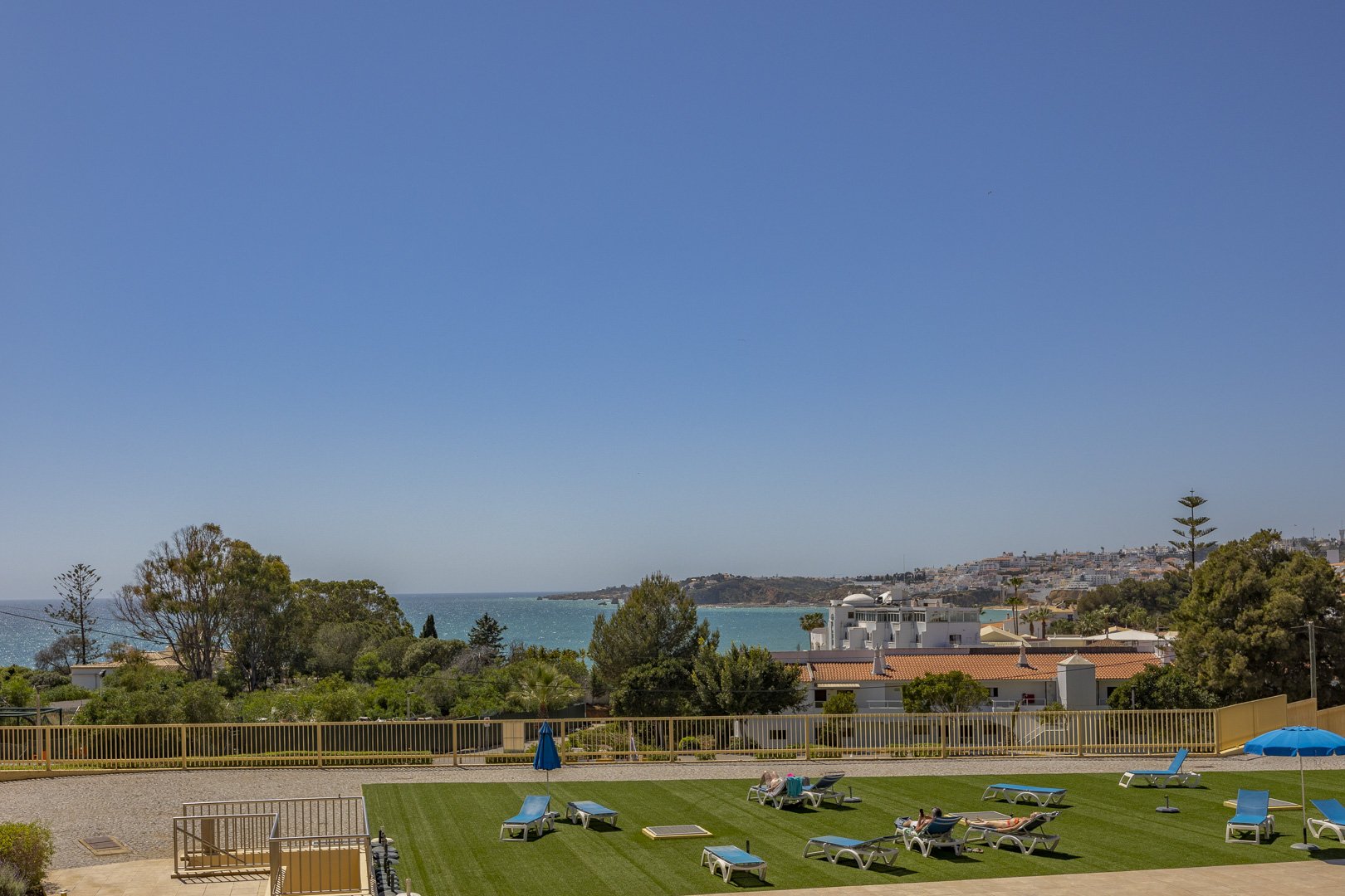 Panoramic view of the coastline and town from the complex