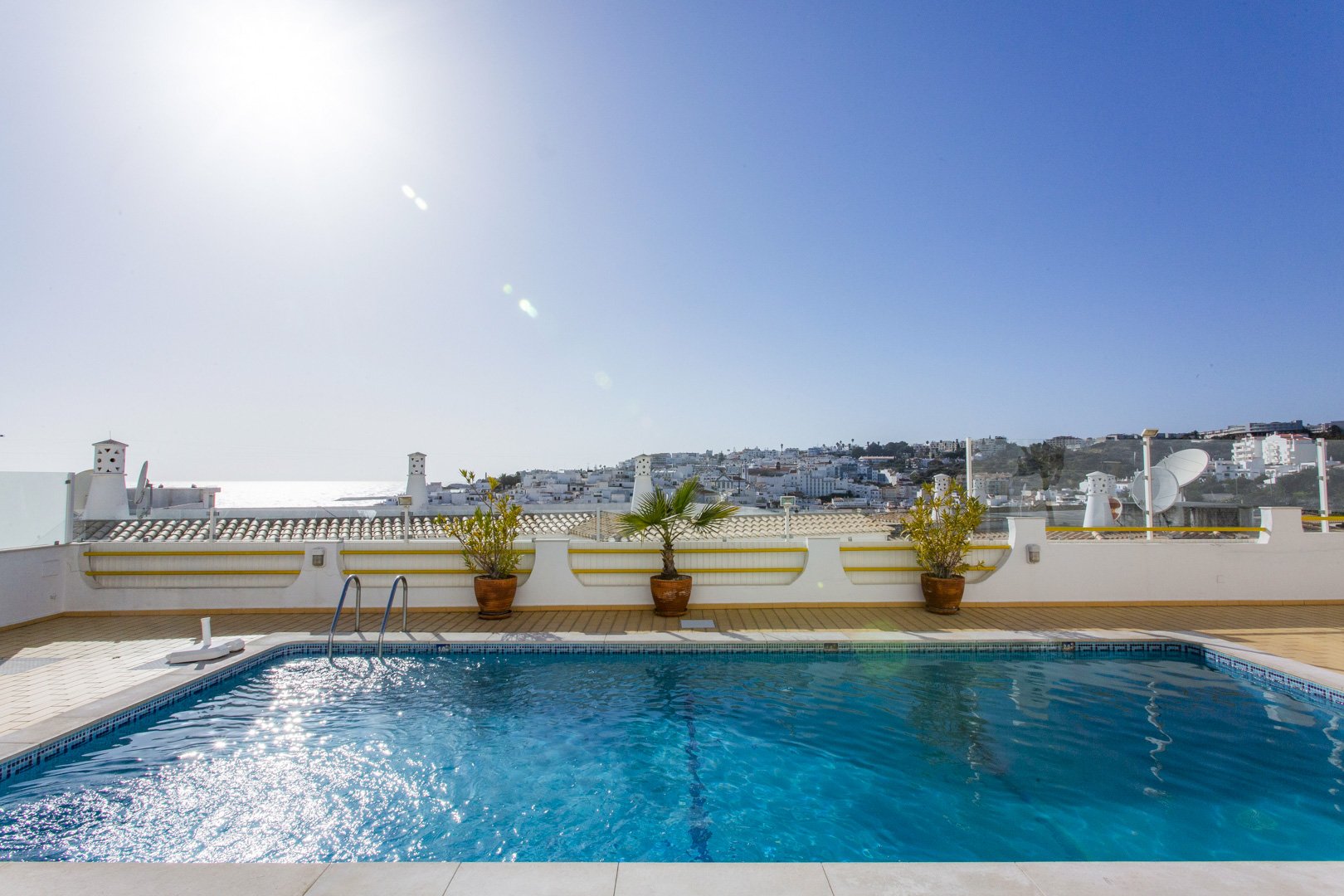 Private rooftop pool, alternate angle with town view