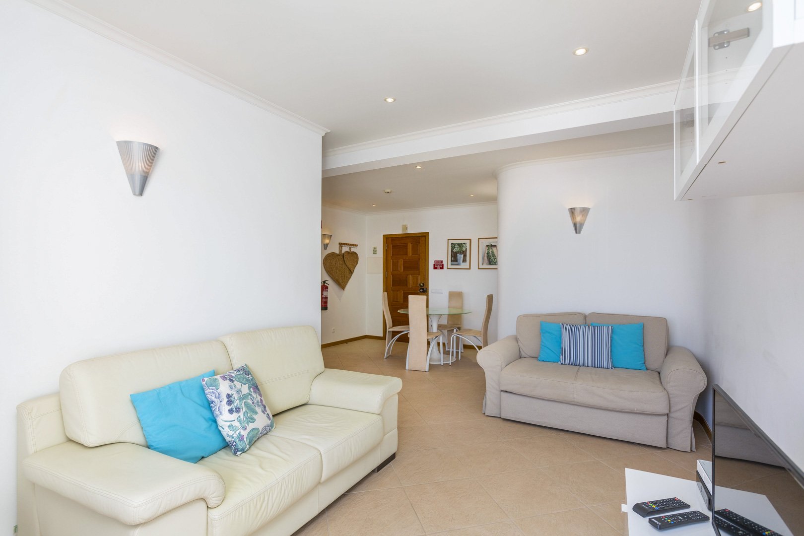 Living and dining area with entrance hallway, alternate view
