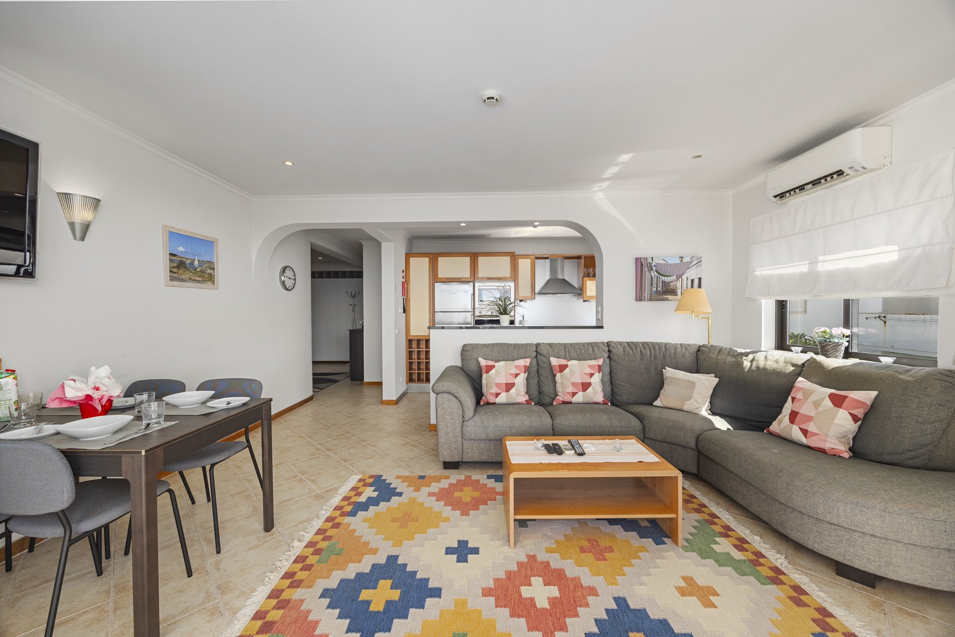 Open-plan living, dining, and kitchen area, alternate view